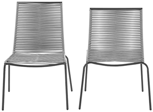 Image of Crosley Furniture Fenton 2-Piece Stackable Outdoor Chair Set, Wicker Patio Chairs for Dining, Conversation, Matte Black /Gray