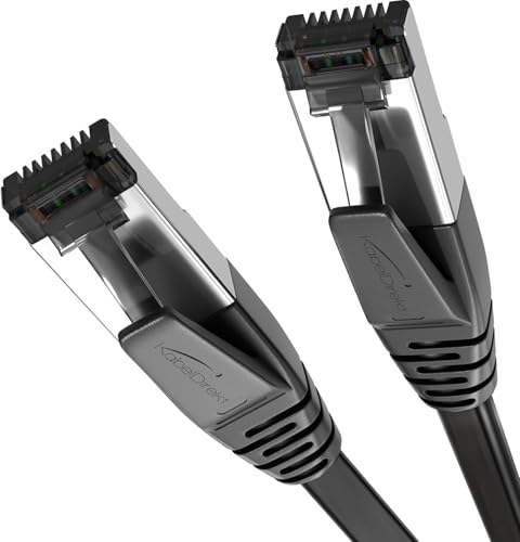 Câble réseau Cat 8 Ethernet RJ45 plat 20m KabelDirekt 40GBPS noir pour routeur et PC