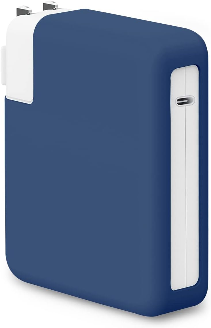 Soft Silicone 140W Charger Protector Case Sleeve for 2026 MacBook Pro 16 inch A3428 A3429 A3186 A3403 A2991 A2780 A2485 M5 M4 M3 M2 M1 Chip 2024-2021, 140W Power Adapter Cover, Navy Blue