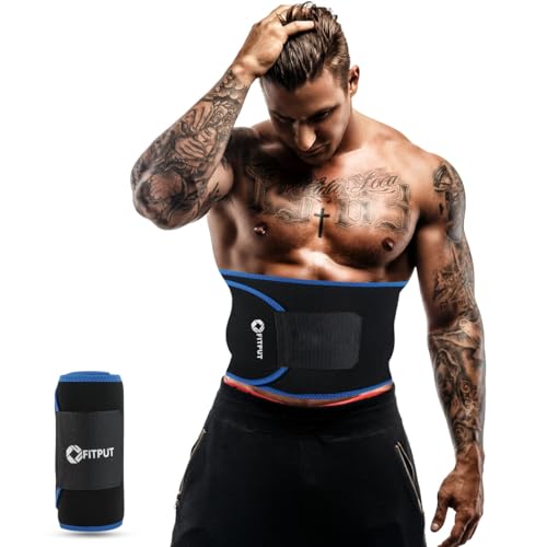 FITPUT Premium Sweat Slim Belt for Women & Men (Blue) | Neoprene Waist Trimmer Belt | Non-Tearable Adjustable Tummy Trimmer | Sauna Effect Fitness Stomach Belt for Workout & Daily Use
