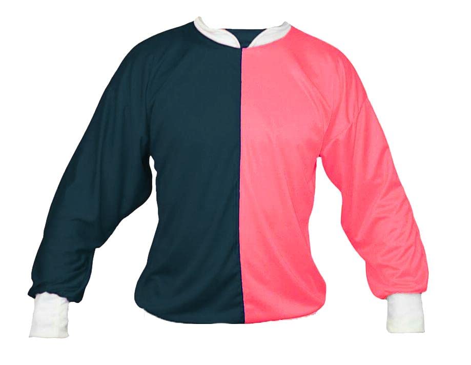 Adults Horse Racing Top Jockey Jersey Silks Colours Equestrian Cheltenham National Fancy Dress [Neon Coral & Black] — image 1