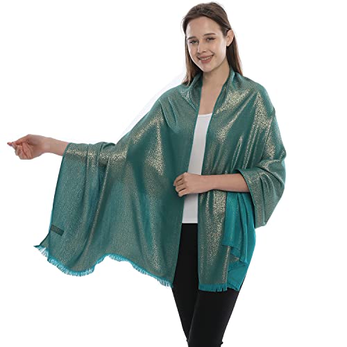 Image of LMVERNA Women's Sparkling Metallic Soft Pashmina Shawls and Wraps Scarf in Solid Colors