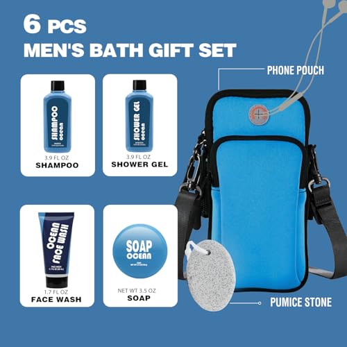 Gifts For Men 6PC Ocean Skin Care Bath Gift Sets Him Sport Active Toiletry | Gift Set For Men,Body Wash Clean,Portable Bag,Him Birthday Gifts ,Father Day Valentines,Xmas Present,Sport Mens Toiletries - Image 3
