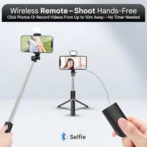 Image of Prolet K9 Selfie Stick Tripod with Light - 67 Inch / 170 CM Reinforced Bluetooth Selfie Stick, Extendable Phone Tripod Stand for Travel, Vlogging & Selfies, Compatible with iPhone & All Smartphones