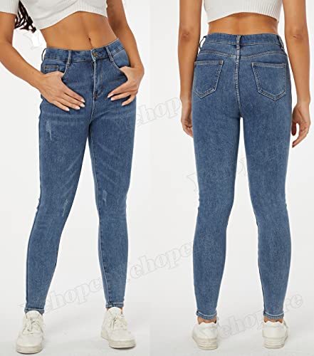 Yehopere Women's Fleece Lined Winter Jeans Thermal Skinny High Waist Denim Pants Jean Light Blue #TOP3