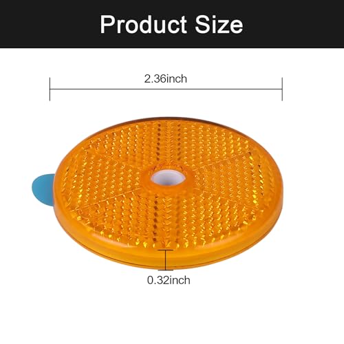 Image of 10 Pack Yellow Self Adhesive and Screw on Round Reflectors, DOT SAE Approval Road Safety Gate Posts Rear Reflectors for Mailboxes Driveway Trailer Caravan Tunnels Truck Tractor Boat Lorry