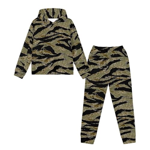 Boys Girls Thin Winter Hoodie Sets Trendy Sport Clothing Graphic Hooded Sweatshirt Sets for Kids 6-14 Years