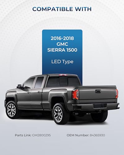 Image of LED Tail Lights Compatible with 2016 2017 2018 GMC Sierra 1500 /GMC Sierra 1500 Denali Taillights w /Bulbs and Harnesses Taillamps Left Driver Side, OEM:GM2800295 84365930