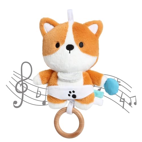 COTTONBEBE Peluche Bébé Renard, Doudou avec Musique Douce, Jouets Musicaux pour Garçons et Filles, pour Poussettes et Berceaux, Cadeau de Naissance Idéal...
