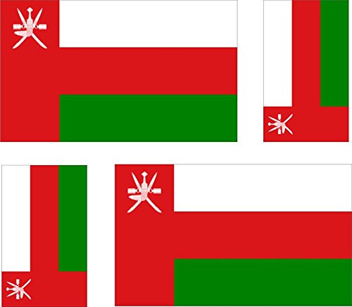 Akachafactory 4 x Autocollant Sticker Voiture Moto Valise pc Portable Drapeau Oman