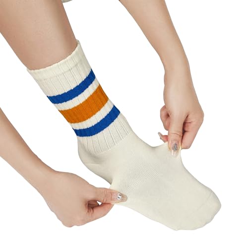 Image of American Trends Tube Socks for Women Striped Slouchy Scrunch Retro Socks Vintage Cute Crew Sock