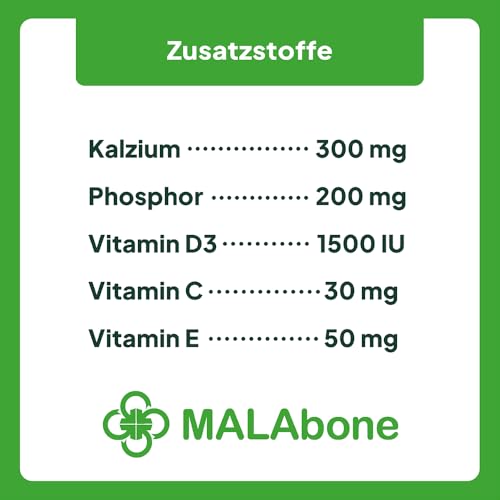 Malabone – Gelenktabletten für Hunde mit Calcium, Phosphor & Vitamin D3 – Ergänzungsfuttermittel für Knochen & Gelenke – für Hunde in jedem Alter – 90 Stück - Barf
