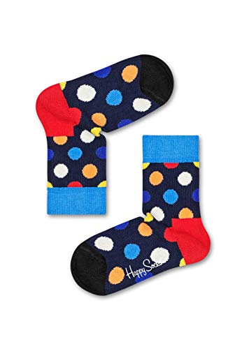 Happy Socks Unisex Kids Big Dot Socks, Blue Multi, 7-9 Years