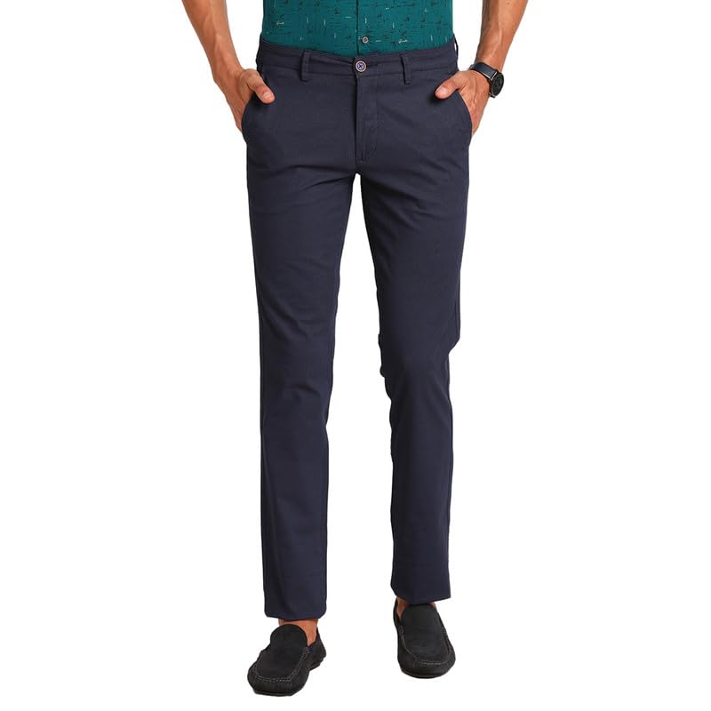 Pantalon de loisirs homme ultra slim fit bleu marine coton stretch souple