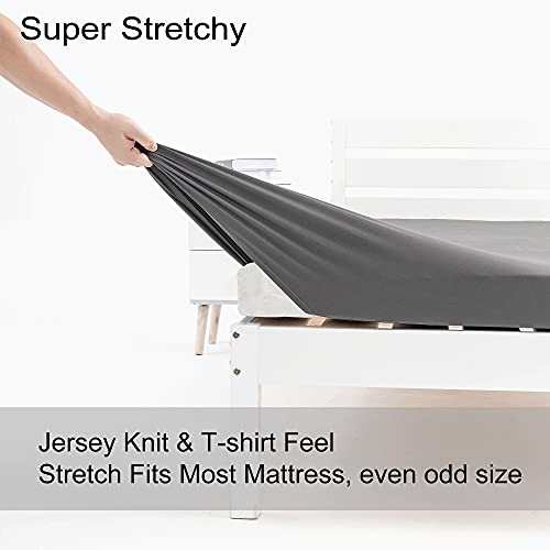 Image of Cot Size Fitted Sheet Only - Stay Put Tightly, Soft Jersey Knit Sheet for RV Camper Bunks, Stretch to Fit 28x72(75), 30(31) x75 - Dark Gray, Bunk /Cot Twin