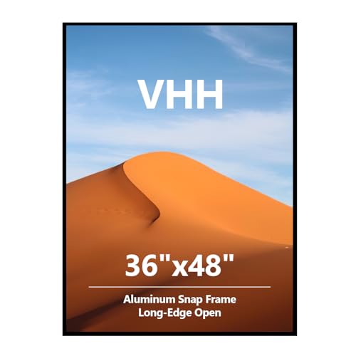 VHH 36x48 Snap Poster Frame 1 Pack Lightweigt Black Coated Aluminum with plexiglass