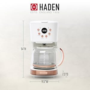 Haden Coffee Machine 12 Cup Programmable Drip Coffee Maker with Auto Shut Off Function and Reusable Washable Water Filter Ivory Copper