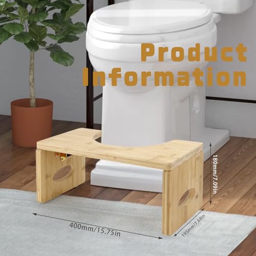Toilettenhocker Wc Hocker aus Bambus Holz, Klappbarer Klohocker Ergonomischer Toilettenhocker für Erwachsene, Lindert Verstopfung und Hämorrhoiden, für Schwangere und ältere Menschen