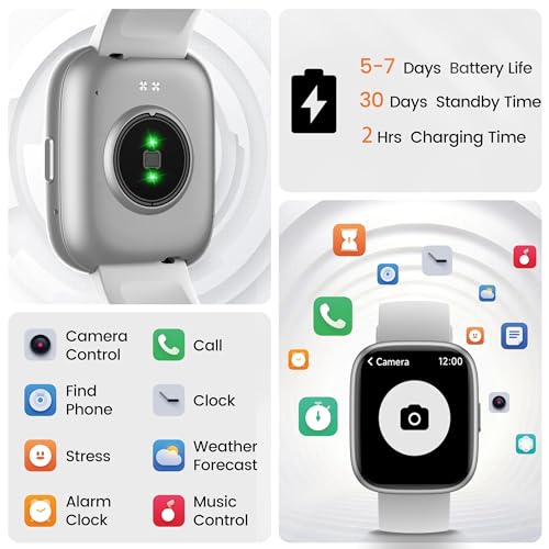 Image of Smart Watch with Alexa Built-in, 1.83 inch HD Touchscreen Fitness Tracker with Bluetooth Calling, Fitness Watch with Heart Rate /Sleep Monitor /120+ Sports, IP68 Waterproof Smartwatch for Android iOS, Gray