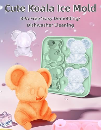 Molde de silicona para cubitos de hielo forma koala 2 piezas miniatura 3