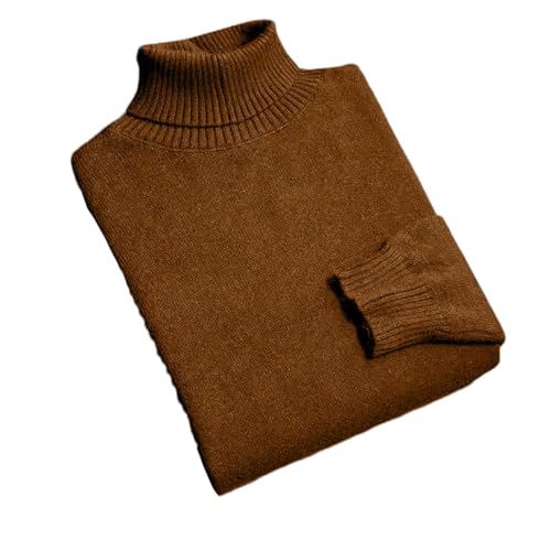 Men's Knitted Turtleneck Sweater, Slim Fit Long Sleevepullover Solid Color for Cool Seasons