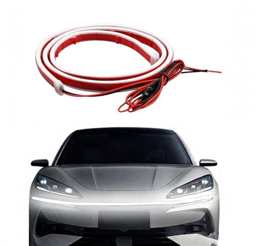 Coche Luces de Circulación Diurna para Opel Frontera Grandland GT Insignia Kadett Karl,Tira Lámpara Capó LED Ambiente Circulación Diurna Luces Exterior Decorativas Accesorios,white-120cm