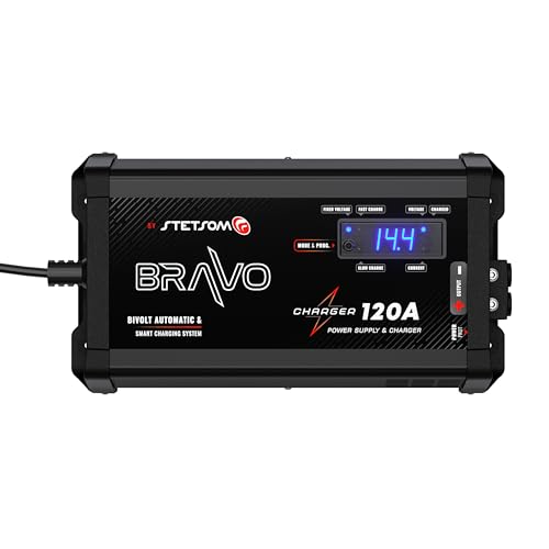 Stetsom Bravo Charger 120A PRO Bivolt, Battery Charger 120A, Car Audio System Power Supply Bivolt Automatic 127v/220vAC, Fixed/Slow/Fast Charge Mode, Stetsom Battery Charger, Smart Charger Battery by Stetsom - Used condition - US$158.11