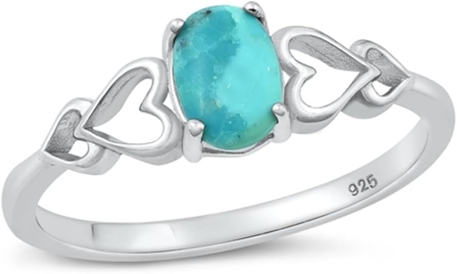 CHOOSE YOUR COLOR Sterling Silver Oval Heart Ring