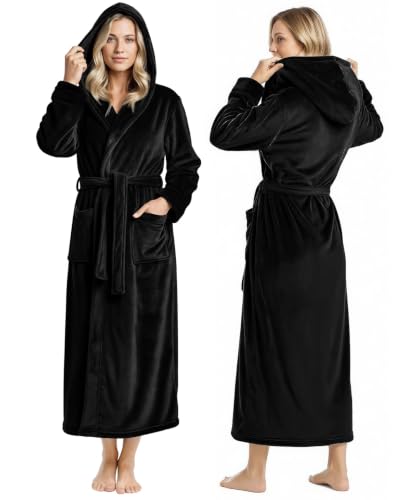 Image of Premium Ultra Soft Robes for Women with Hood Plush Fleece Long Bathrobe