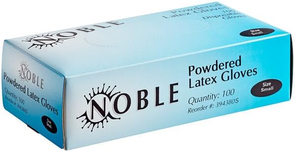 Noble - Guantes de látex desechables en polvo para servicio de alimentos, tamaño pequeño, paquete de 100 unidades