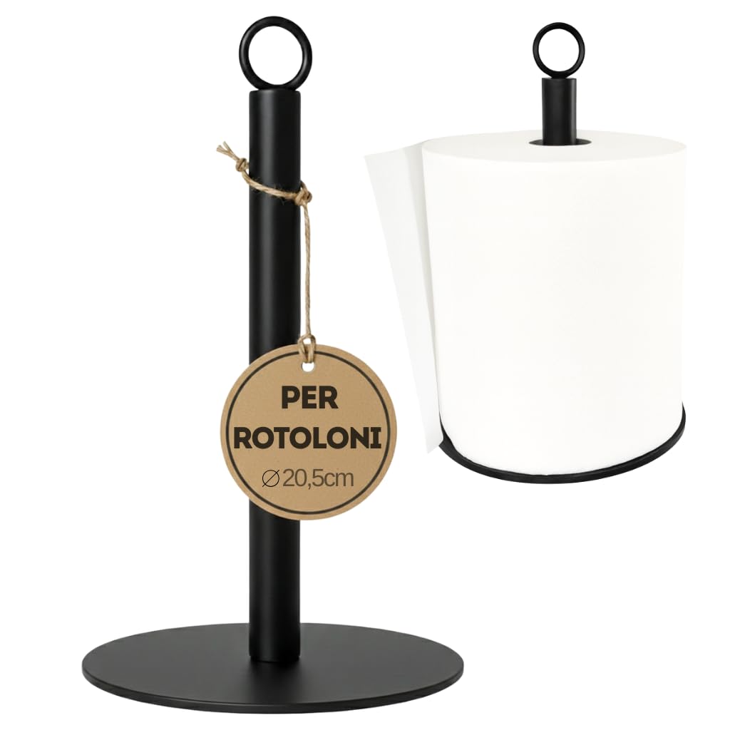 Porta Scottex Cucina e Porta Rotolo Industriale, Portarotolo per Rotoloni di Carta Grandi 20,5 cm, Supporto da Appoggio per Piano di Lavoro, Dispenser Carta Cucina Robusto, Portascottex