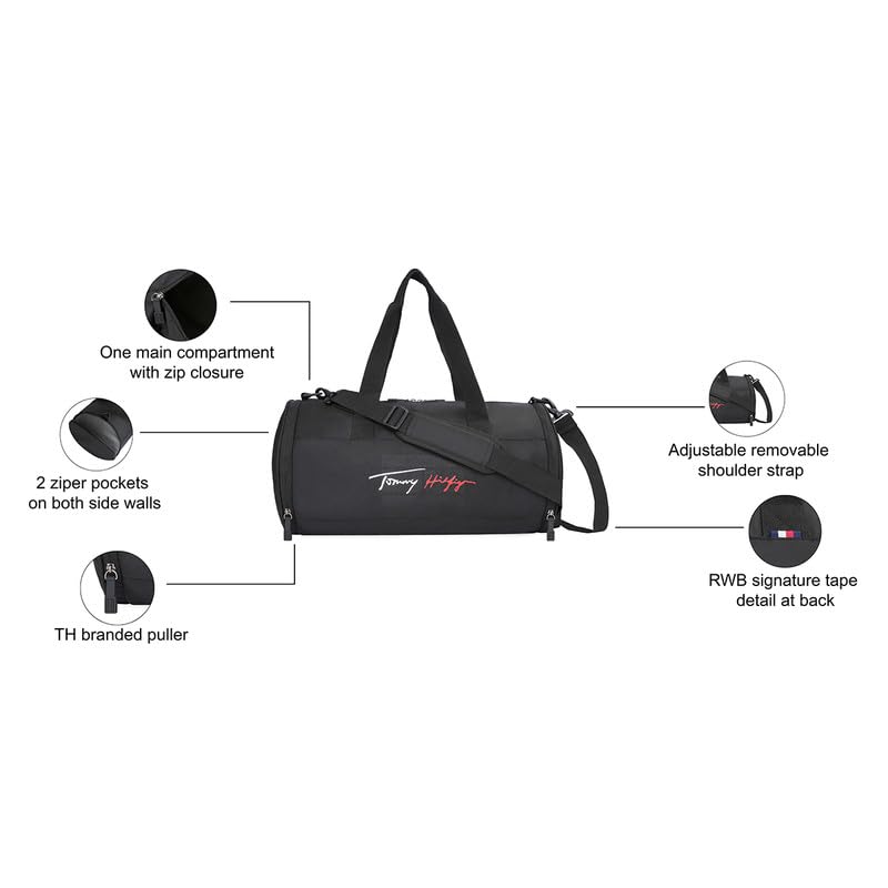 Image of Tommy Hilfiger Unisex Polyester Freeman Gym Bag Duffel - Black,24.5 Cm