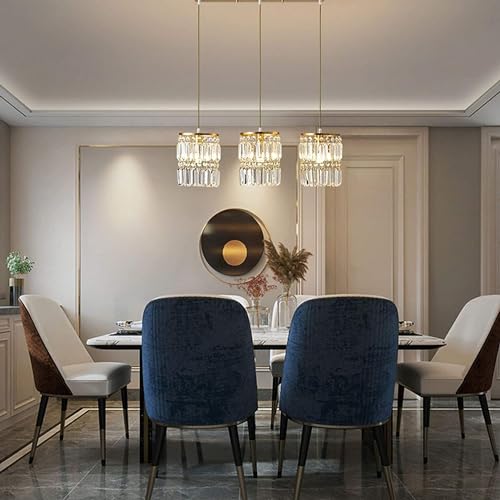 Lustre de restaurant moderne en cristal doré à 3 têtes E27