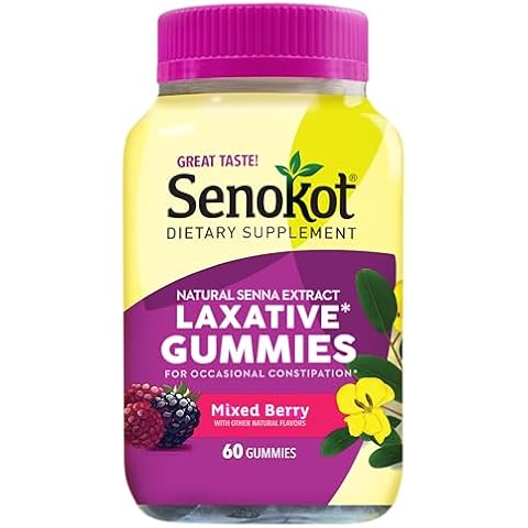 Senokot Dietary Supplement Laxative Gummies, Natural Senna Extract, Gentle, Overnight Relief from Occasional Constipation, Mixed Berry Flavor, 60 Count. Cover