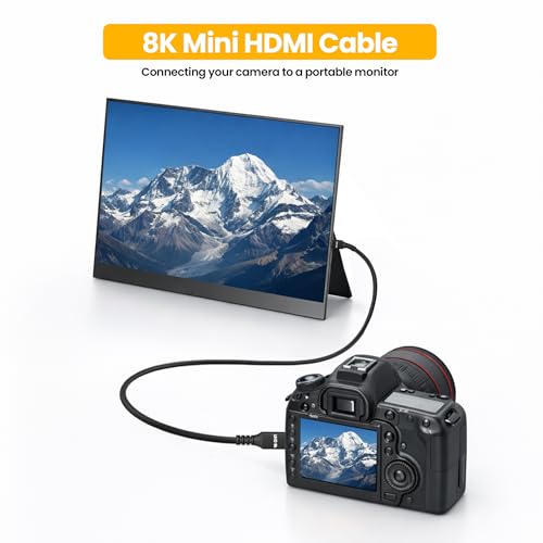 8K Mini HDMI to Mini HDMI Cable 1FT, Aluminum, Braided, 8K@60Hz, 4K@120Hz, 2K, 1080P, HDR, eARC, 3D, Compatible with Portable Monitor, Camera, Tablet, Raspberry Pi Zero, Camcorder, Graphics Card by Kxable - Used condition - Image 5
