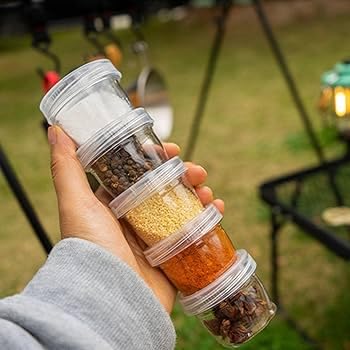 Image of FreshDcart 5 Pieces Seasoning Box Clear Spice Bottle Set with Stackable Spice Holder & Spice Jars Rack for Kitchen Storage, Travel, Picnic, Camping, Dining & Bar Use