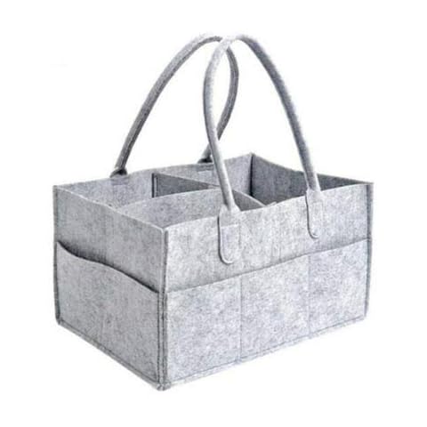 Yueshop Grey Felt Baby Diaper Caddy Nursery Storage Wipes Bag Nappy Organizer Container (Grey) Cover