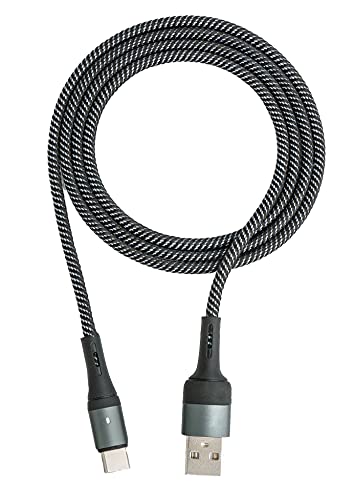 System-S USB 3.1 Cable 1m Type C Male to 2.0 Type A Male Braided Adapter Black, 1 m