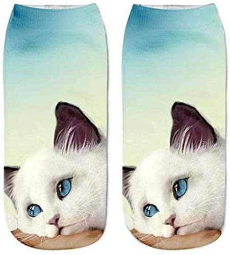 MoreLucky Chaussettes de sport amusantes pour femme et homme avec imprimé chat en 3D - Vert - Taille Unique Cover