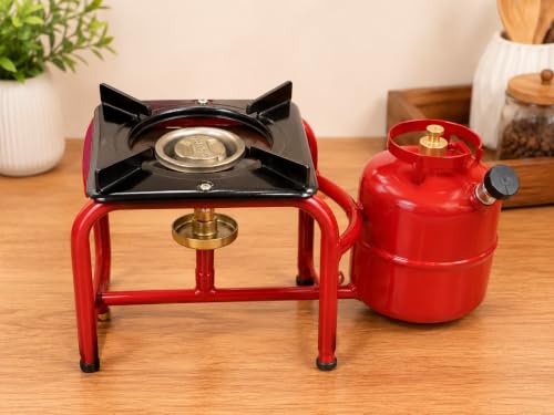 Image of Home Kart Hub Super Flame Pressure Kerosene Stove | Heavy Duty Portable Kerosene Cooking Stove with Brass Burner | Fuel Efficient Metal Stove for Home, Camping & Outdoor Cooking | Red | 1 Piece