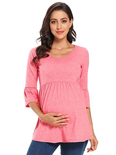 Love2Mi Maglia da donna incinta con maniche a 3/4, Colore: rosa., S