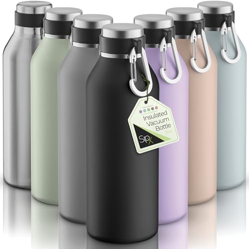 Image of SipX 32 oz Stainless Steel Insulated Water Bottle with Leakproof Lid & Carry Hook - Triple Insulated - Cold 24 Hours /Hot 12 Hours - Perfect for Gym, Work, Sports, Travel - Black