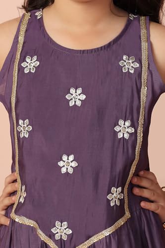 Image of Fashion Dream Girl's Chanderi Silk Embroidered Jumpsuit|Jumpsuits for Girls|Dungaree for Kids Girls