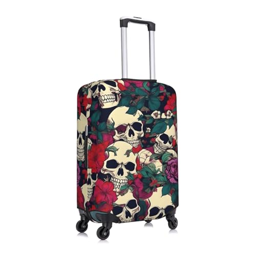 Floral Skulls Print Luggage Suitcase Cover Protector Luggage Washable Covers With Concealed Zipper3