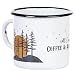 Produktbild MUGSY I Emaille Tasse Coffee & Adventure mit Outdoor Motiv, weiß, Camping Tasse mit Spruch, bruchfest & leicht I 330ml