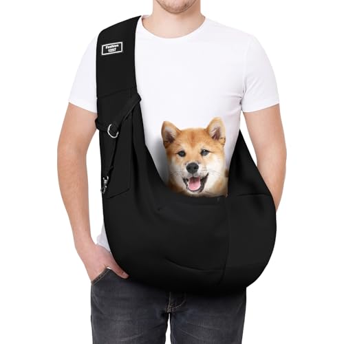 AUYAO Tragetuch Hund Hundetrage Tragetasche Hund Hundetragetasche Hunde Tasche Haustiere Haustier Hundetasche Hundetragebeute Katze Hundetasche für Spaziergang Aktivitäten im Freien Ausflüge-A,Schwarz