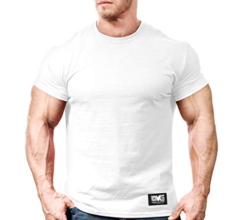 Monsta Clothing Co. Men's Bodybuilding Workout (Monsta-000) Gym T-Shirt (G:WT) White