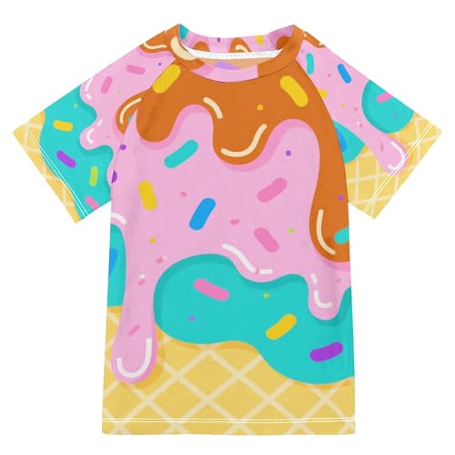 Cute Ice Cream Boy Bathing Suit Sun Protection Teen Clothing Swimwear Beach Tops 3T