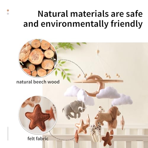 let's make Baby Mobile Wooden with Balls, Animal Kingdom Bed Bell Wind Chime, Mobile for Boys and Girls Fresh Home Decoration Gift - Image 3