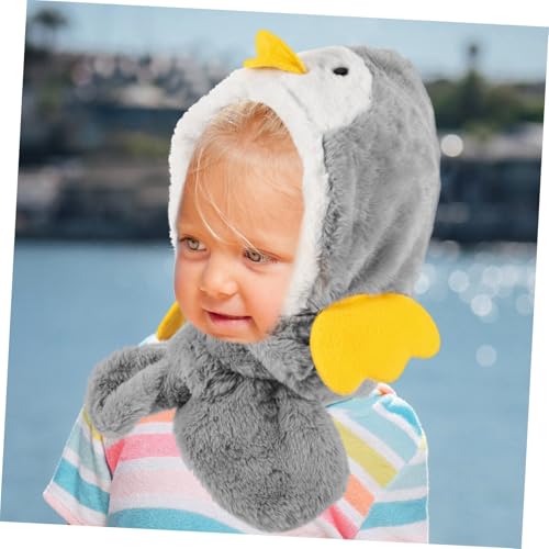 YARNOW Adorable Girl Hat Scarf Boy Girl Cap for Cold Weather Thickened Insulation for Face and Ear Penguin for Boy Girl and Toddlers Grey3